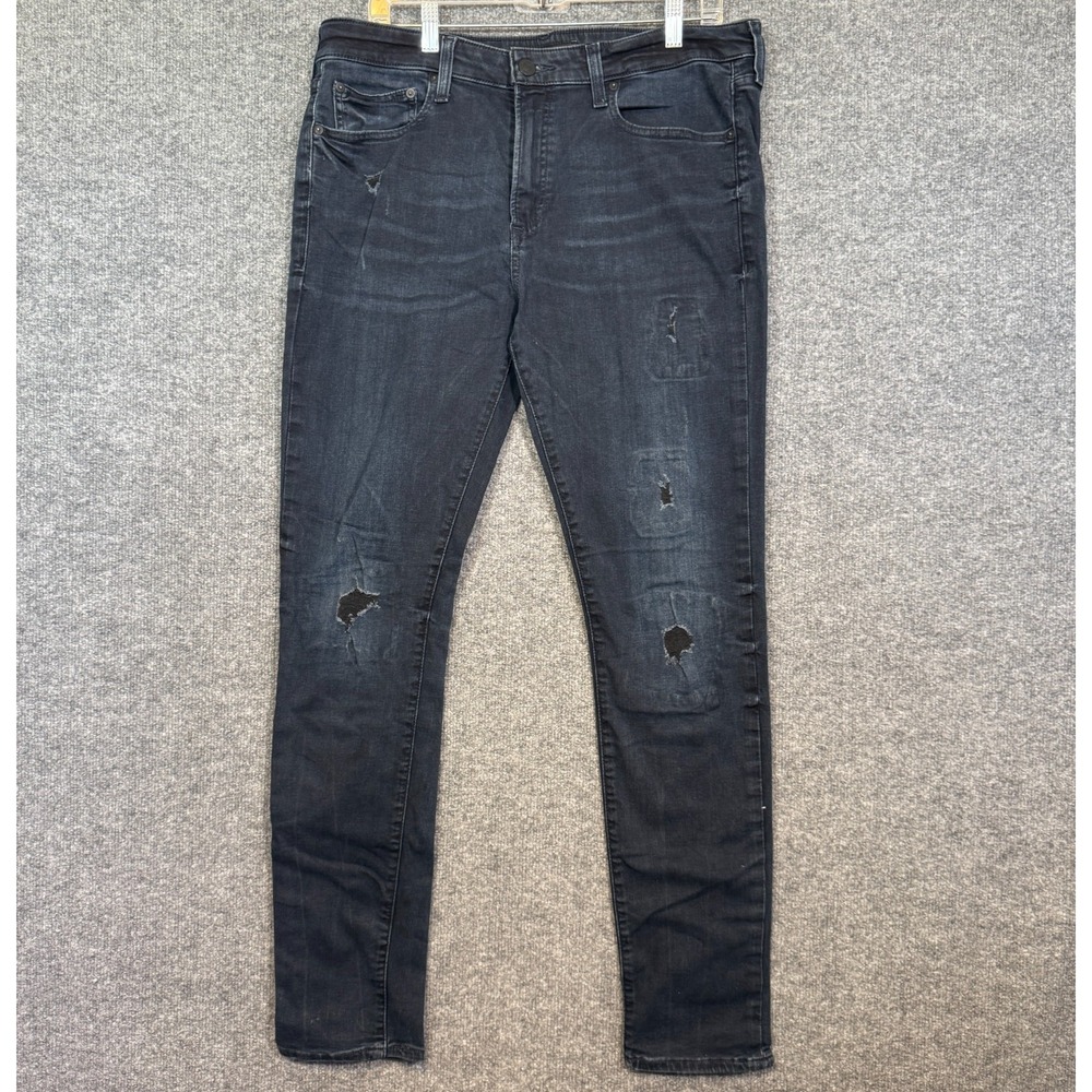 Express Jeans Mens 34x34 Denim Blue Hyper Stretch Super Skinny Dark Wash Grunge‎